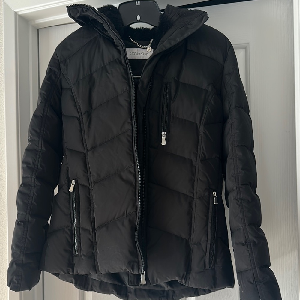 Calvin Klein Black Puffer Jacket with Quilted Design